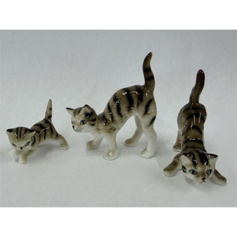 Bridge Bone China Grey Cats Set of 3 Japan